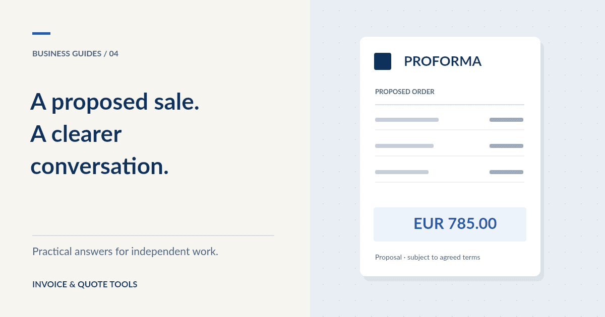 A clearly labeled proforma document beside the final invoice stage in a sales process